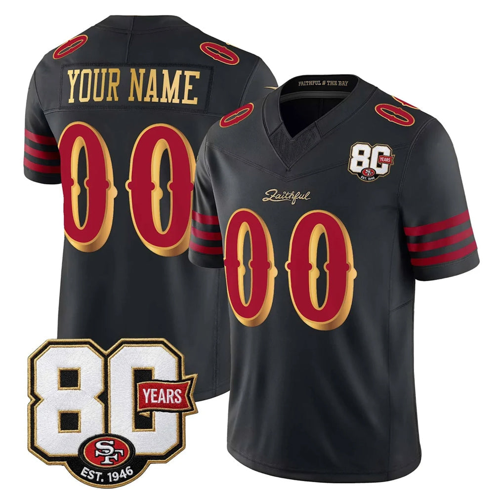 Punc Custom SF.49ers Black Limited 80th Rivalries Collection Home Game Any Name & Numbers Stitched Jerseys