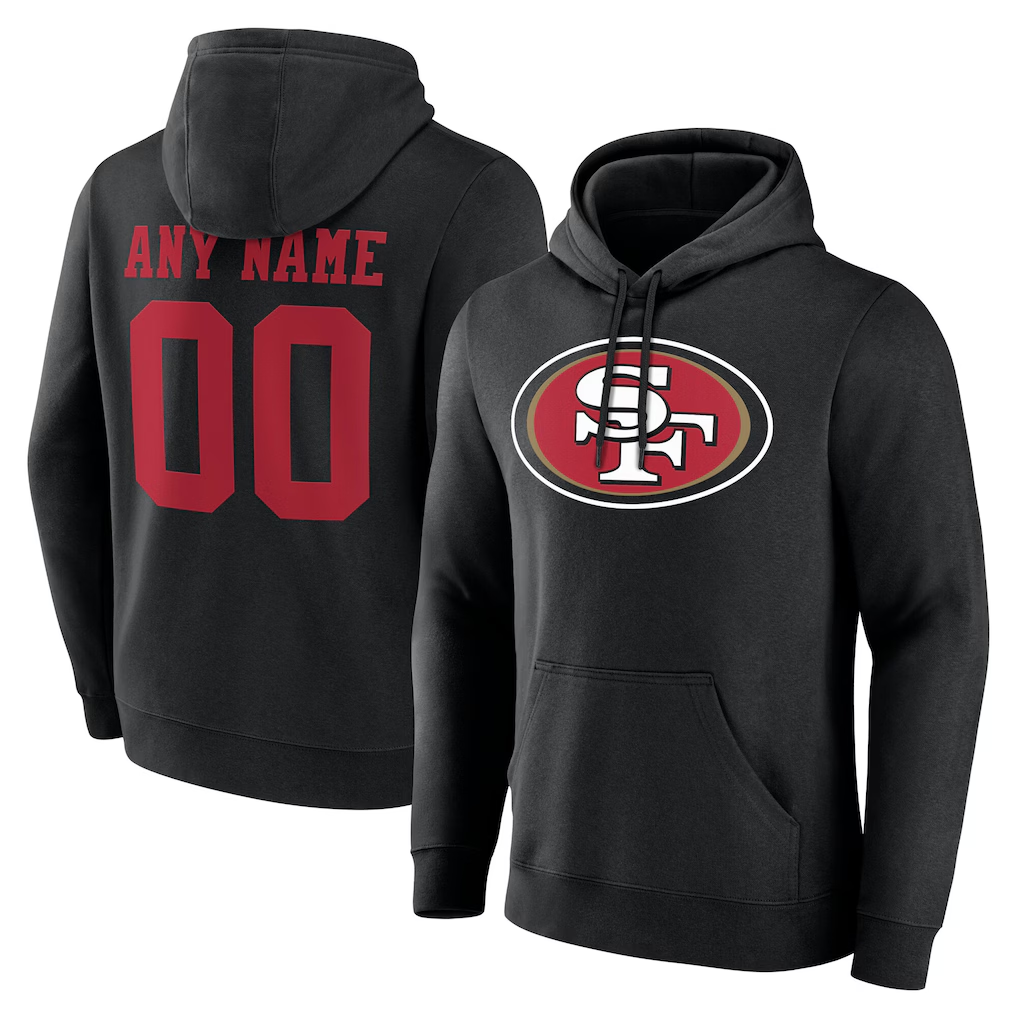 Punc Custom SF.49ers Black Team Authentic Personalized Name & Number Hoodie Stitched Jerseys