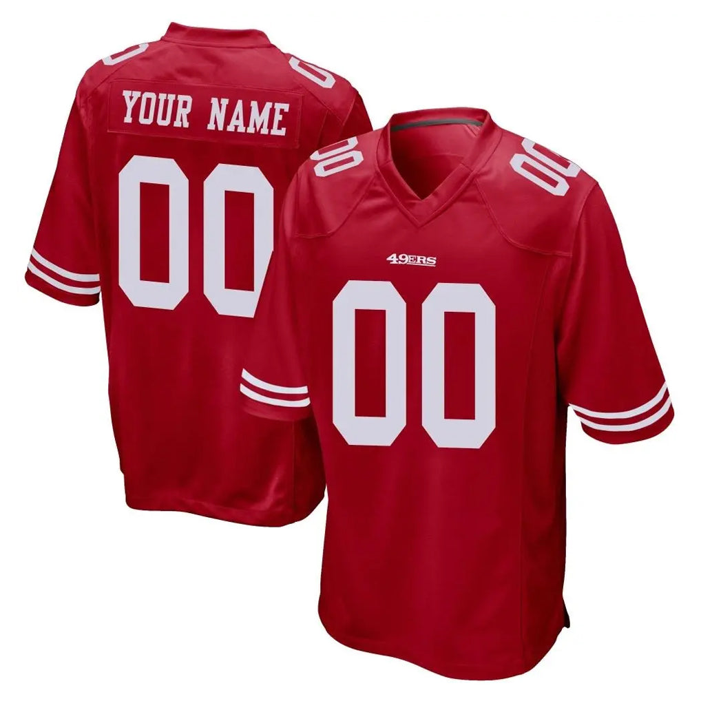 Punc Custom SF.49ers Red Home Game Any Name & Numbers Stitched Jerseys