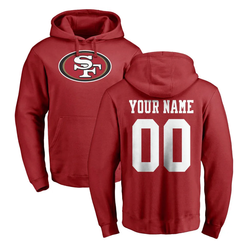 Punc Custom SF.49ers Red LOGO Pullover Hoodies Home Game Any Name & Numbers Stitched Jerseys