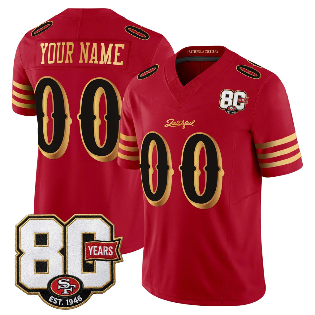 Punc Custom SF.49ers Red Limited 80th Rivalries Collection Home Game Any Name & Numbers Stitched Jerseys