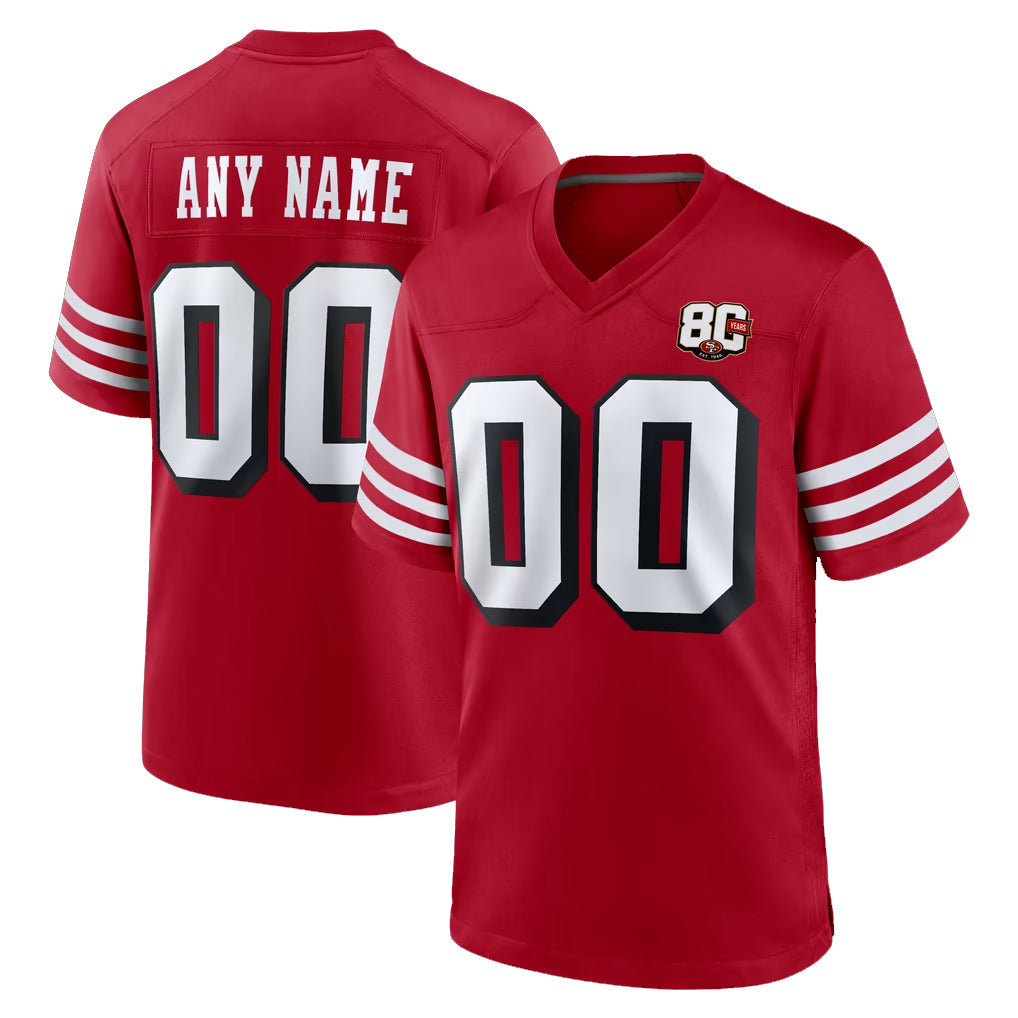 Punc Custom SF.49ers Red Limited Alternate 80th Vapor Home Game Any Name & Numbers Stitched Jerseys