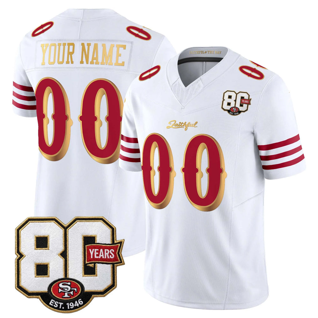 Punc Custom SF.49ers White Limited 80th Rivalries Collection Home Game Any Name & Numbers Stitched Jerseys