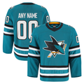 Punc Custom S.Jose Sharks Teal Home Authentic Pro Jerseys
