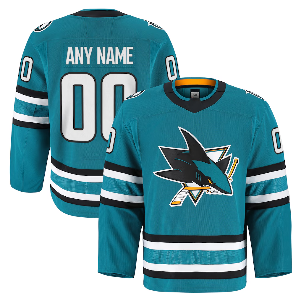 Punc Custom S.Jose Sharks Teal Home Authentic Pro Jerseys