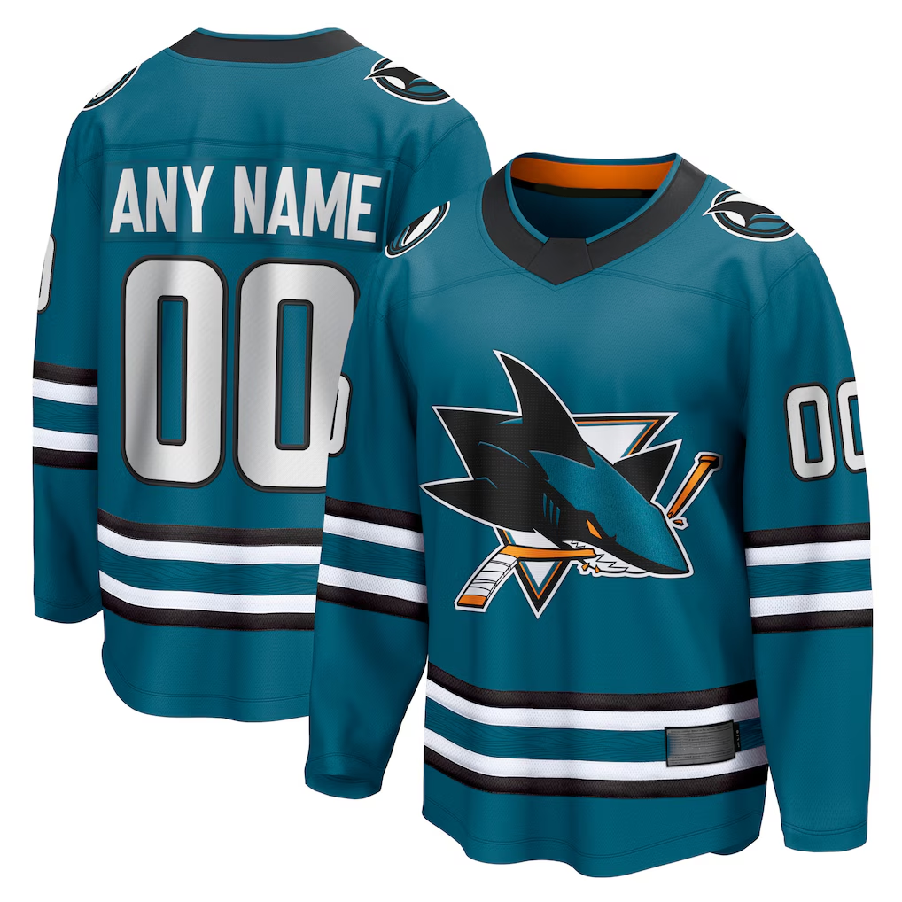 Punc Custom S.Jose Sharks Teal Home Breakaway Jerseys