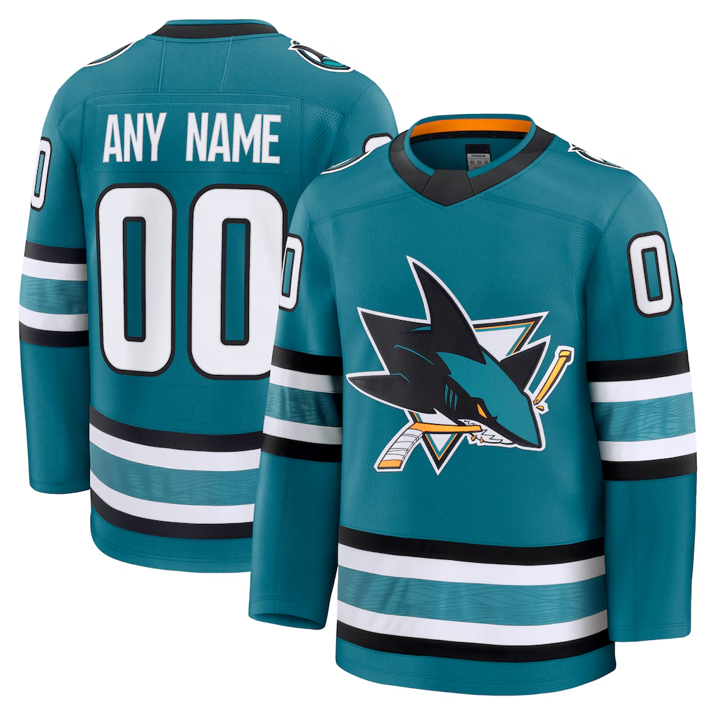 Punc Custom S.Jose Sharks Teal Home Premium Jerseys