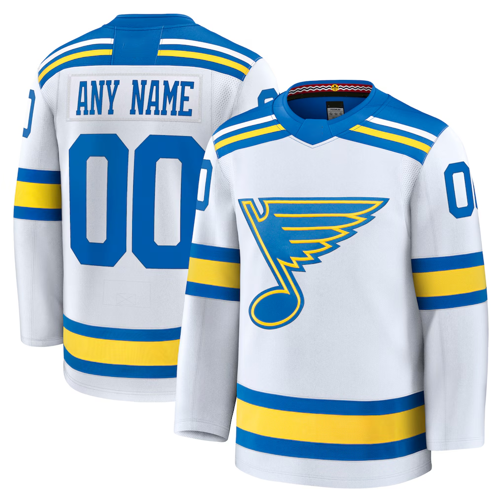 Punc Custom St.L.Blues White Away Premium Jerseys