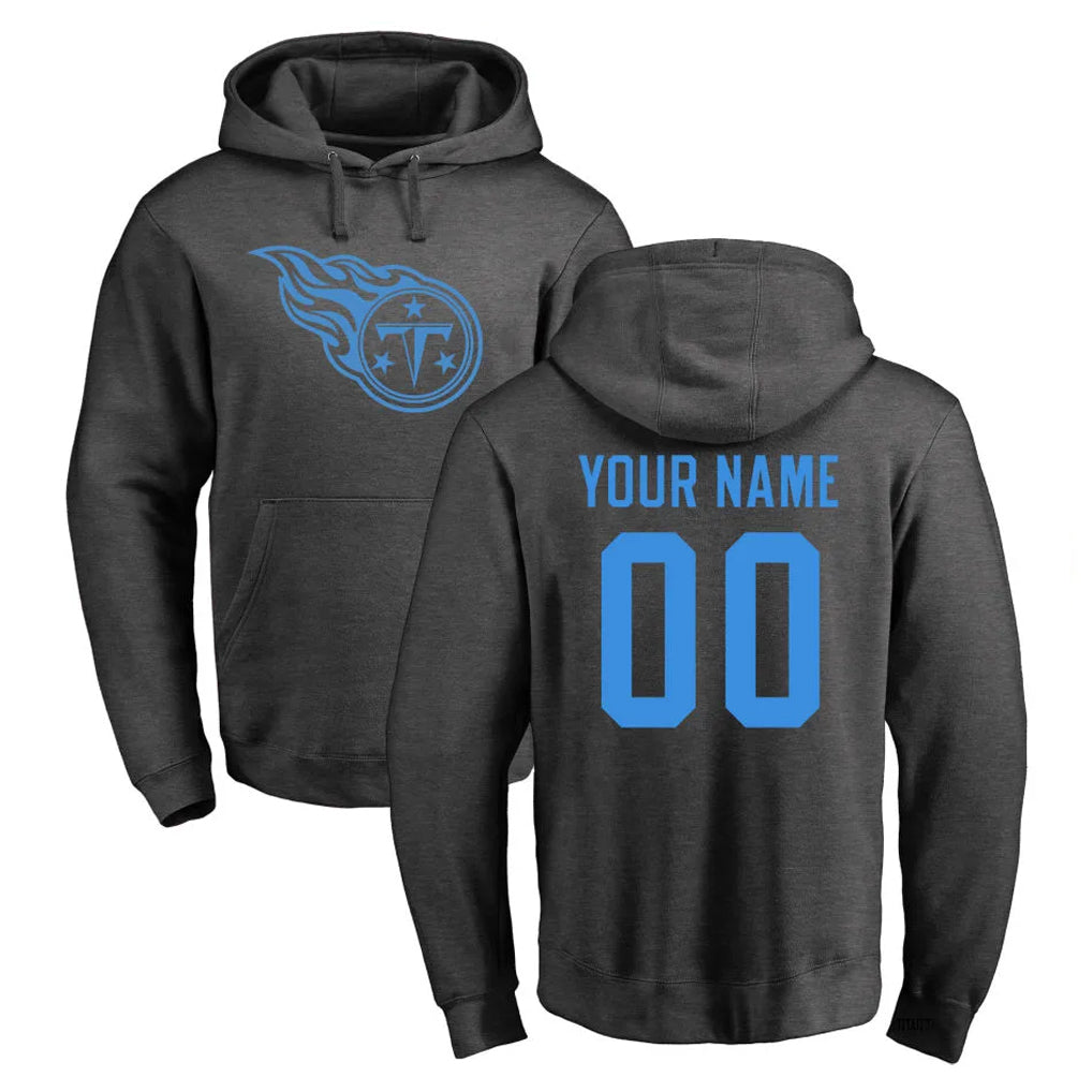 Punc Custom T.Titans Ash One Color Pullover Hoodies Home Game Any Name & Numbers Stitched Jerseys