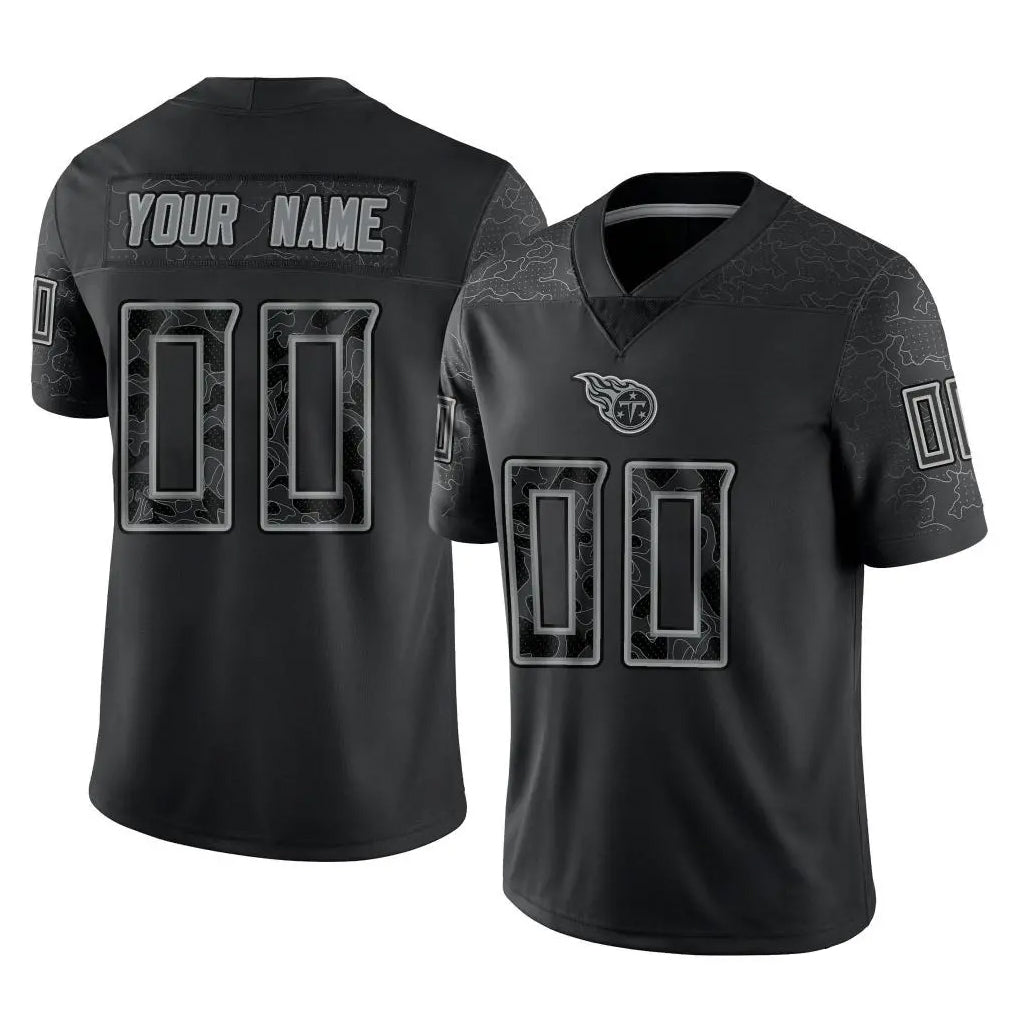 Punc Custom T.Titans Black Limited Reflective Home Game Any Name & Numbers Stitched Jerseys