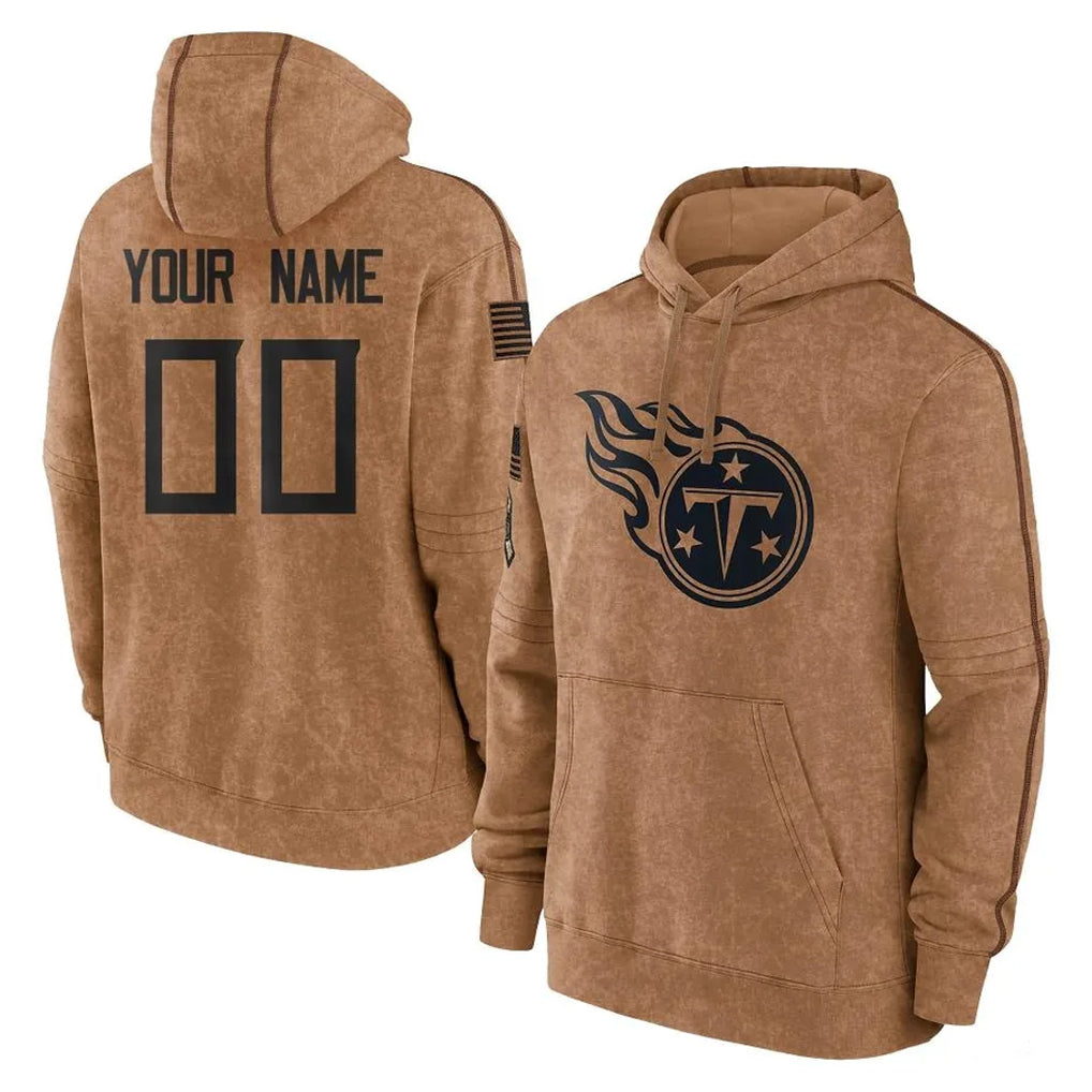 Punc Custom T.Titans Brown Salute To Service Club Pullover Hoodies Home Game Any Name & Numbers Stitched Jerseys