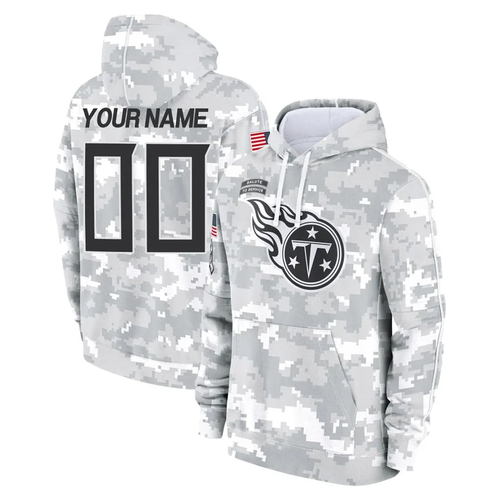 Punc Custom T.Titans Camo Arctic Salute to Service Pullover Hoodies Home Game Any Name & Numbers Stitched Jerseys