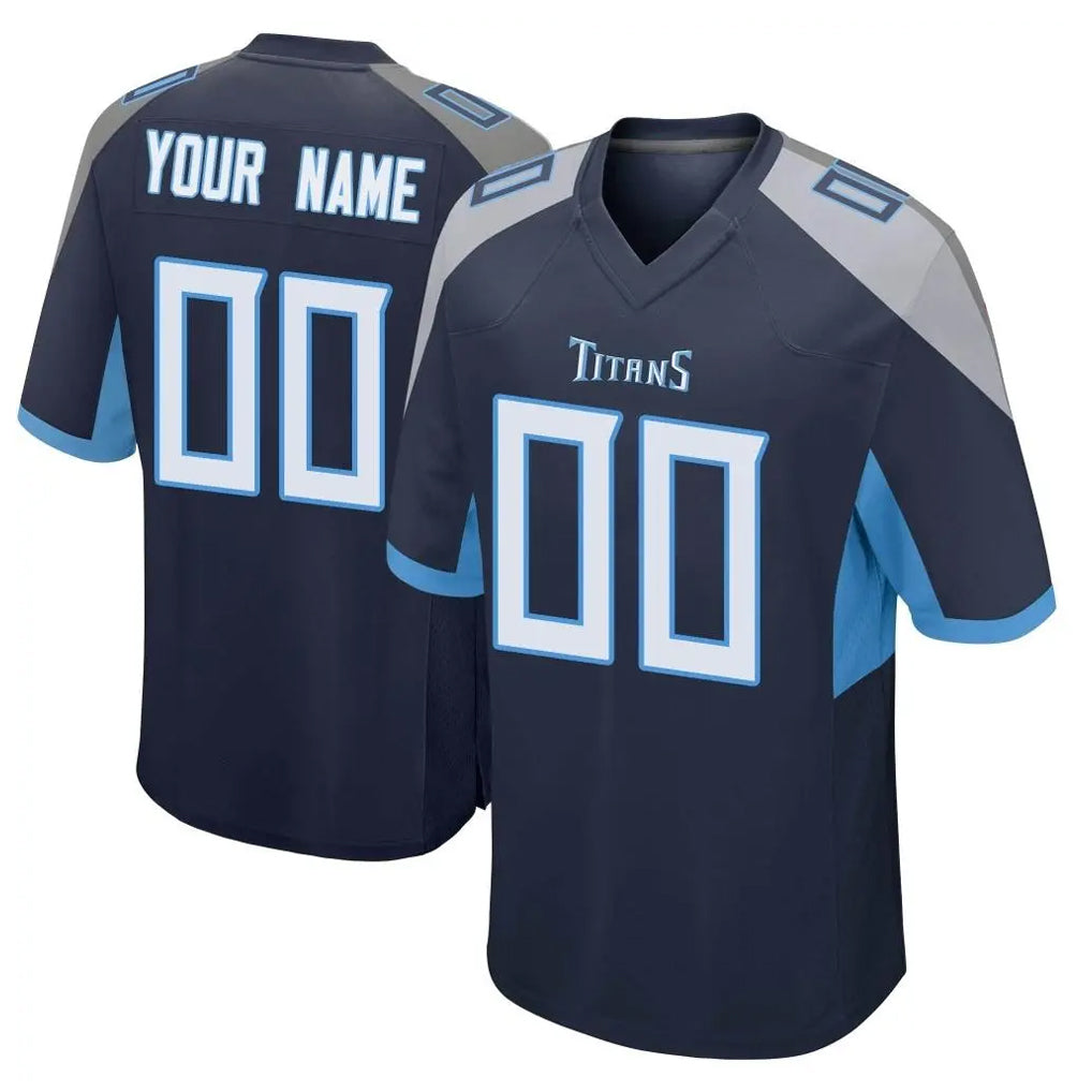 Punc Custom T.Titans Navy Home Game Any Name & Numbers Stitched Jerseys