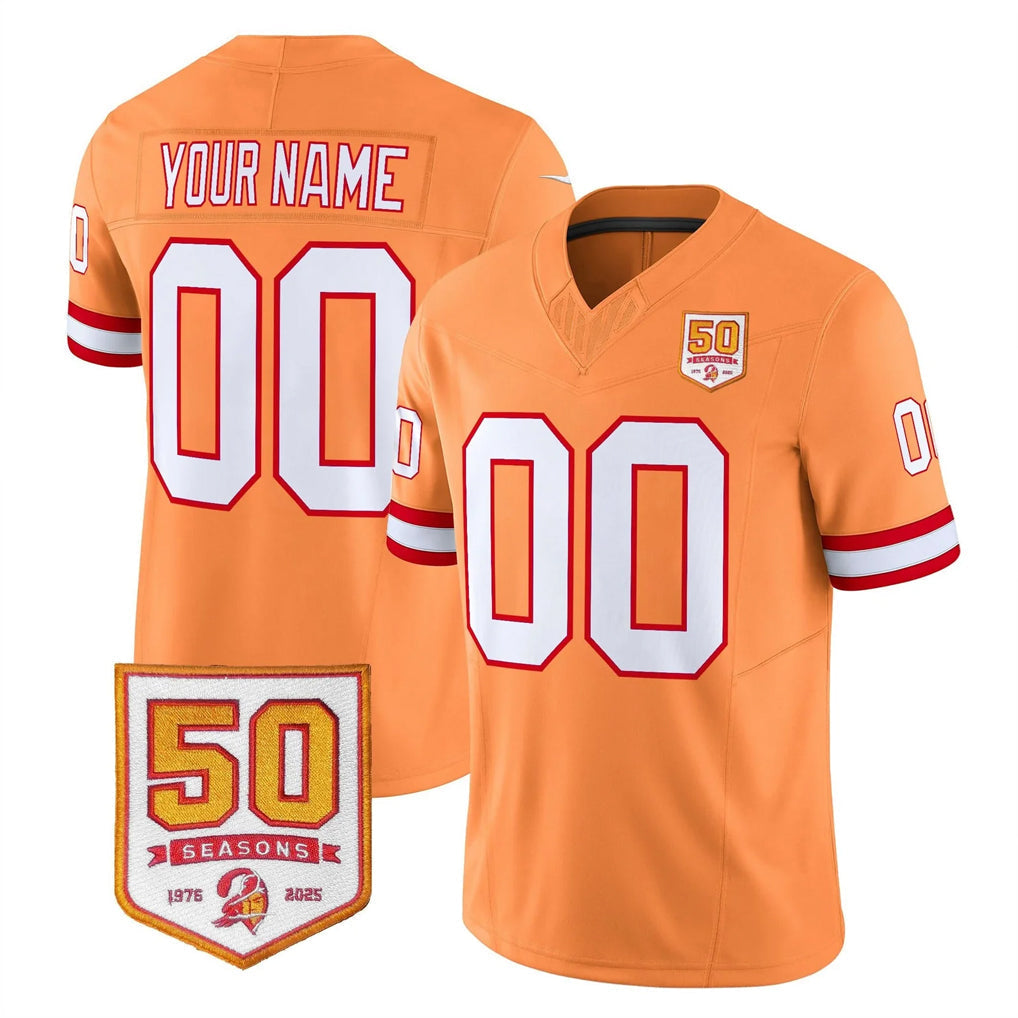 Punc Custom TB.Buccaneers 76' Orange 50th Season Vapor Limited Home Game Any Name & Numbers Stitched Jerseys