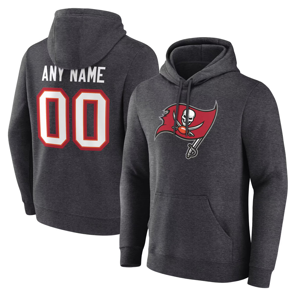 Punc Custom TB.Buccaneers Gray LOGO Pullover Hoodie Home Game Any Name & Numbers Stitched Jerseys