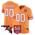 Punc Custom TB.Buccaneers Orange 50th Season Vapor Limited Home Game Any Name & Numbers Stitched Jerseys