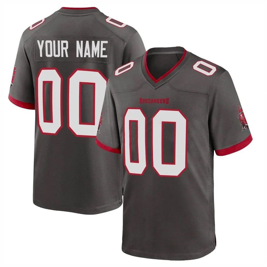 Punc Custom TB.Buccaneers Pewter Alternate Home Game Any Name & Numbers Stitched Jerseys