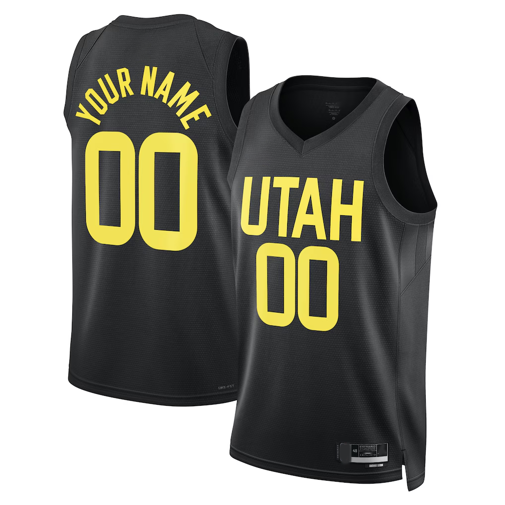 Punc Custom U.Jazz Black 2022-2023 Swingman Jerseys- Statement Edition