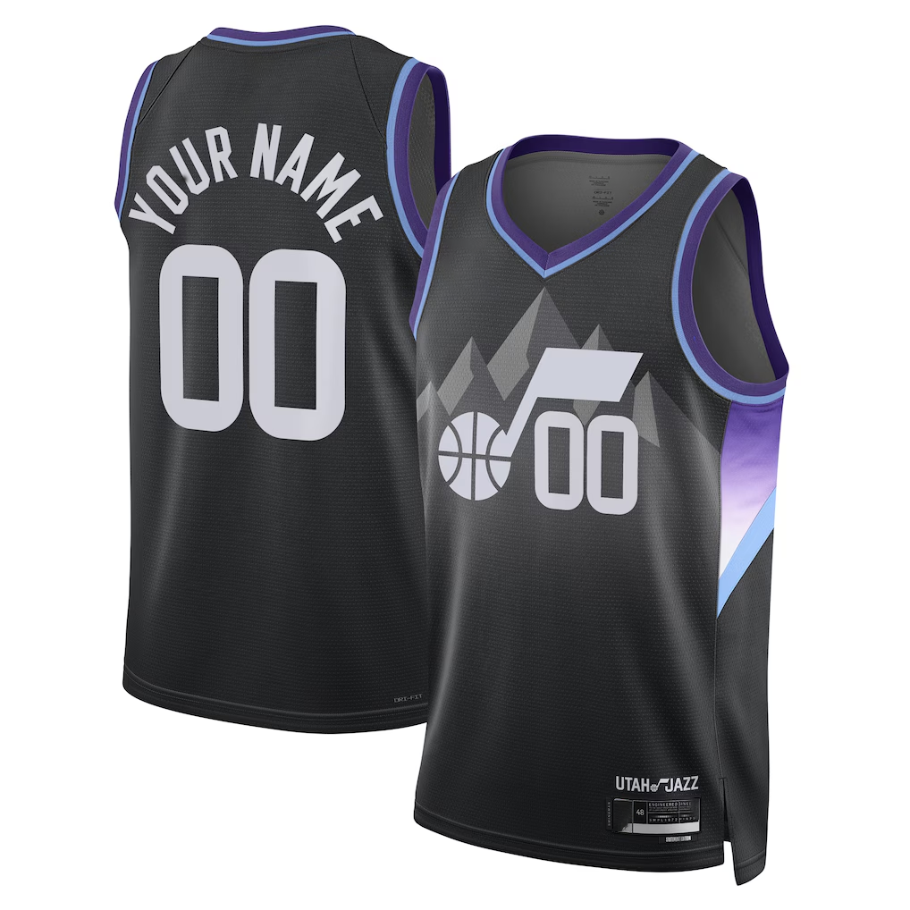 Punc Custom U.Jazz Black 2025 Swingman Jerseys - Statement Edition