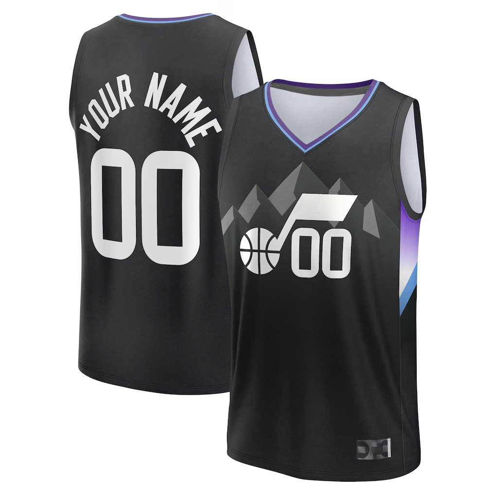 Punc Custom U.Jazz Fanatics Black Fast Break Jerseys - Statement Editio