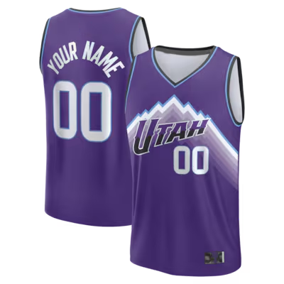 Punc Custom U.Jazz Fanatics Purple Fast Break Replica Custom Jerseys - Icon Edition