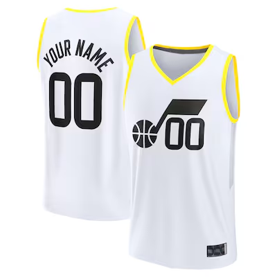 Punc Custom U.Jazz Fanatics White Fast Break Replica Jerseys - Association Edition -1