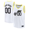 Punc Custom U.Jazz Fanatics White Fast Break Replica Jerseys - Association Edition -1
