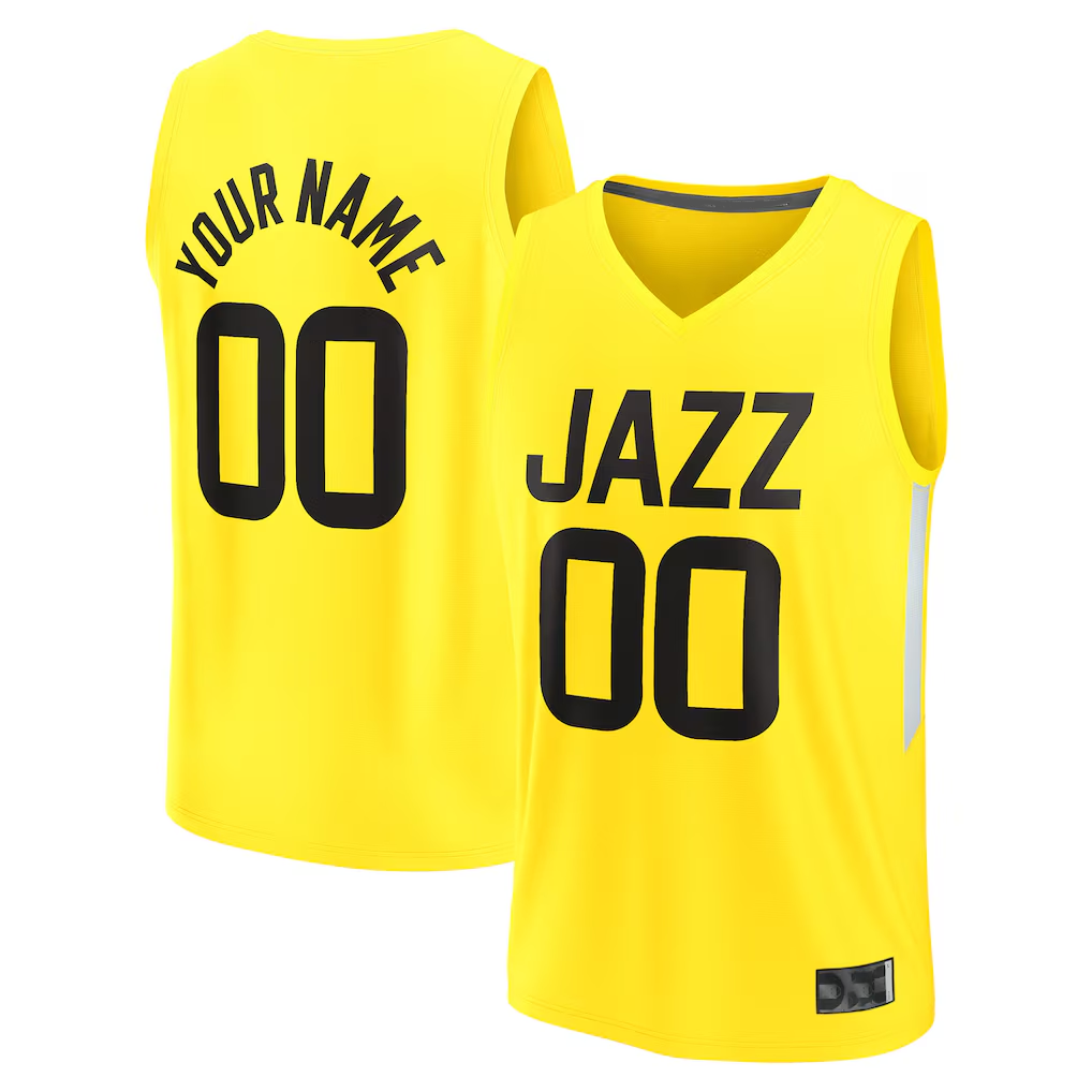 Punc Custom U.Jazz Fanatics Yellow Fast Break Replica Jerseys - Icon Edition