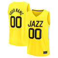 Punc Custom U.Jazz Fanatics Yellow Fast Break Replica Jerseys - Icon Edition