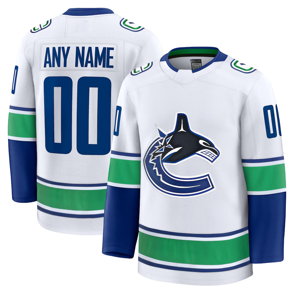 Punc Custom V.Canucks White Away Premium Jerseys