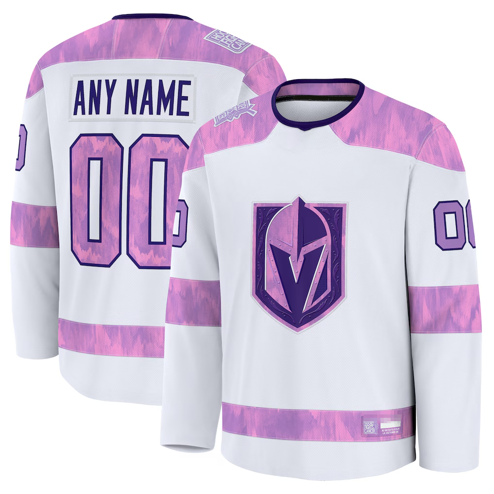 Punc Custom V.Golden Knights White 2024 Hockey Fights Cancer Practice Jerseys
