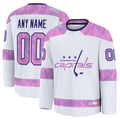 Punc Custom W.Capitals White 2024 Hockey Fights Cancer Practice Jerseys