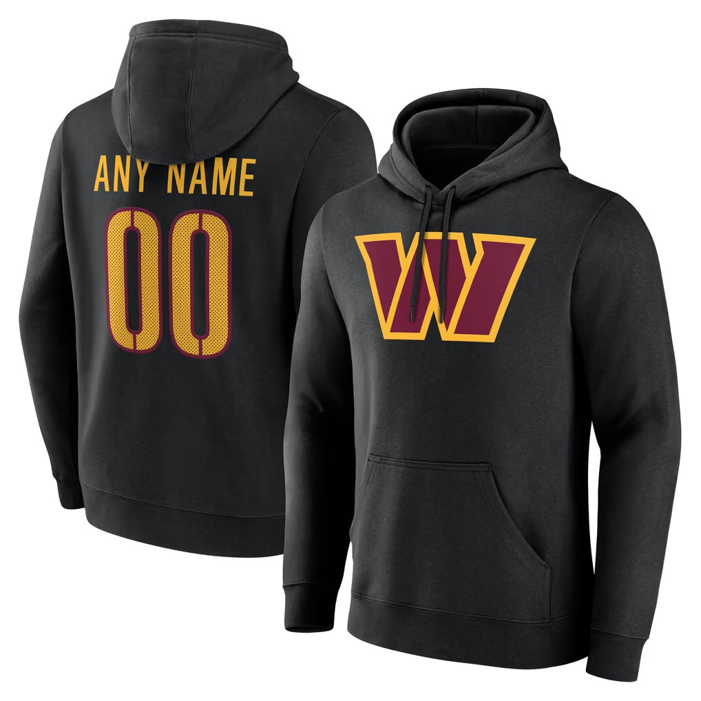 Punc Custom W.Commanders Gray LOGO Performance Pullover Hoodies Game Any Name & Numbers Stitched Jerseys