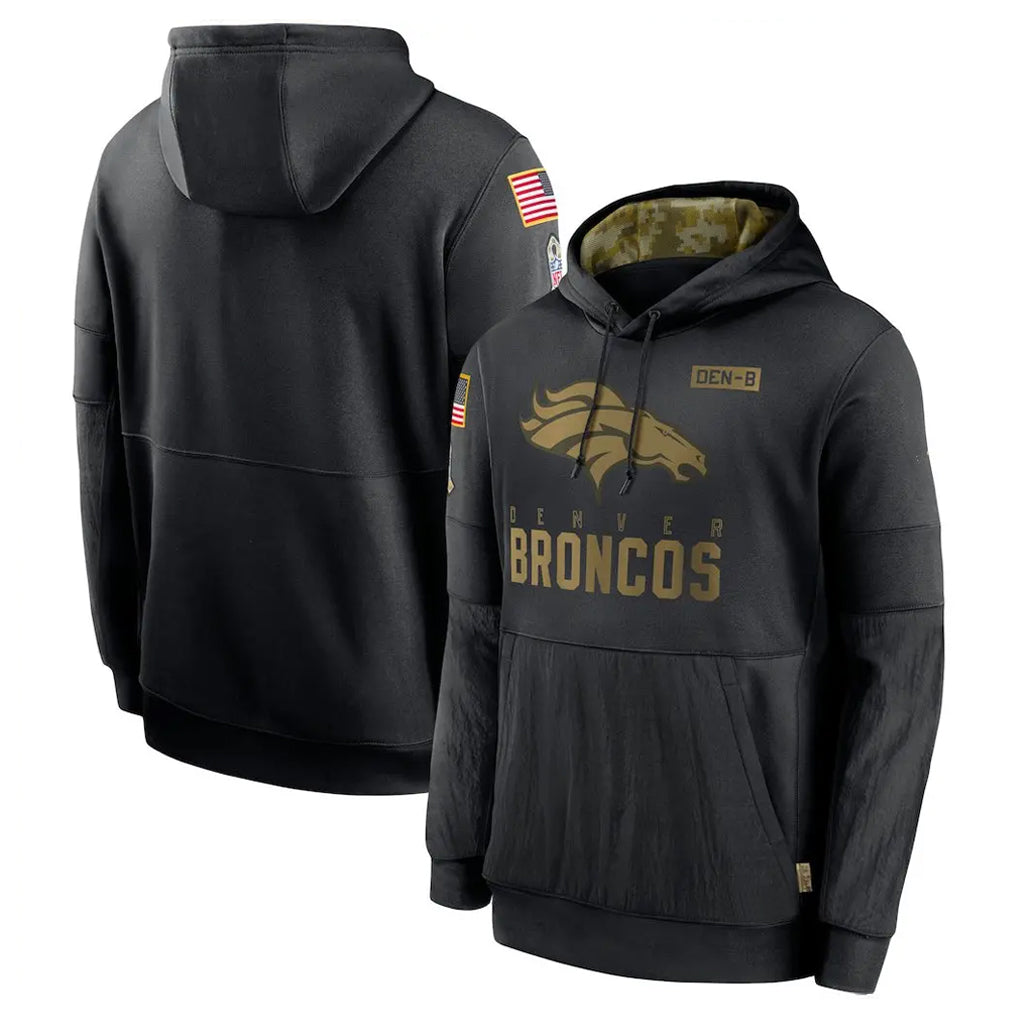 Punc D.Broncos Black Salute to Service Pullover Hoodies Limited Blank Player Stitched Jerseys