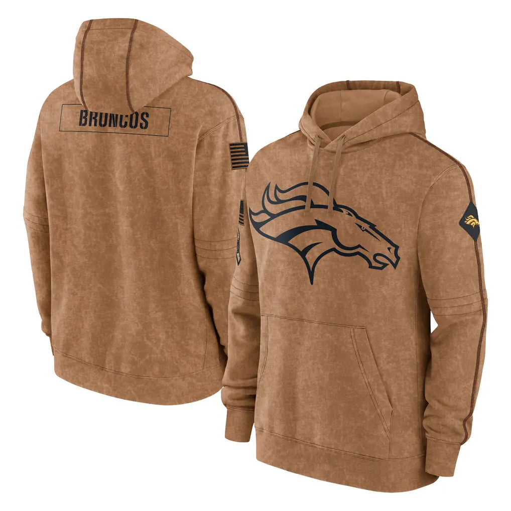 Punc D.Broncos Brown Salute to Service Hoodies Limited Game Blank Player Stitched Jerseys