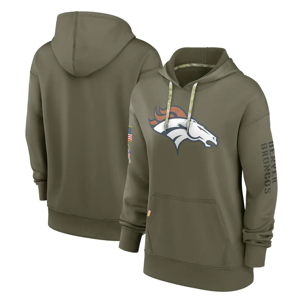 Punc D.Broncos Olive Salute to Service Pullover Hoodies Limited Blank Player Stitched Jerseys