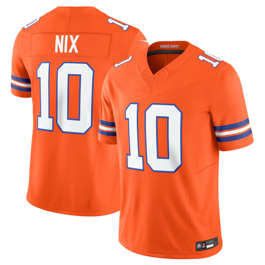 Punc D.Broncos #10 Bo Nix Player Orange Vapor F.U.S.E. Limited Stitched Jerseys