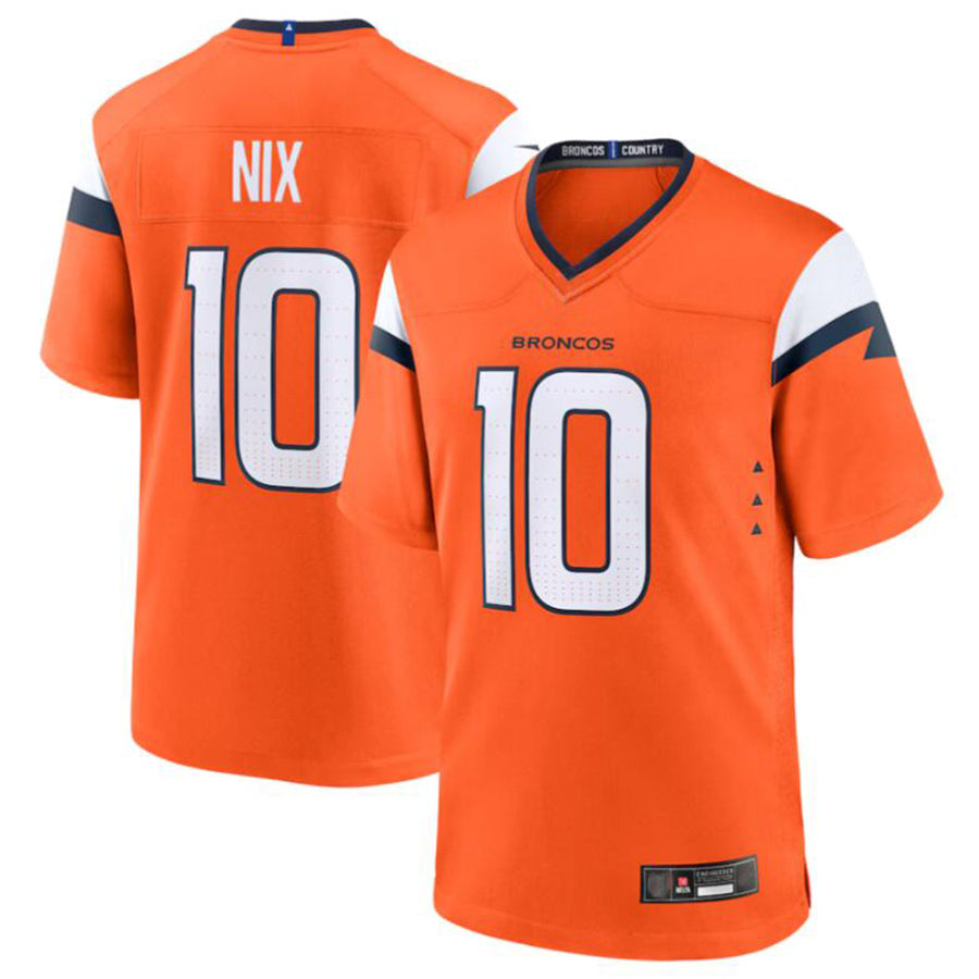 Punc D.Broncos #10 Bo Nix Orange 2024 Draft First Round Pick Player Game Jersey American Stitched Jerseys