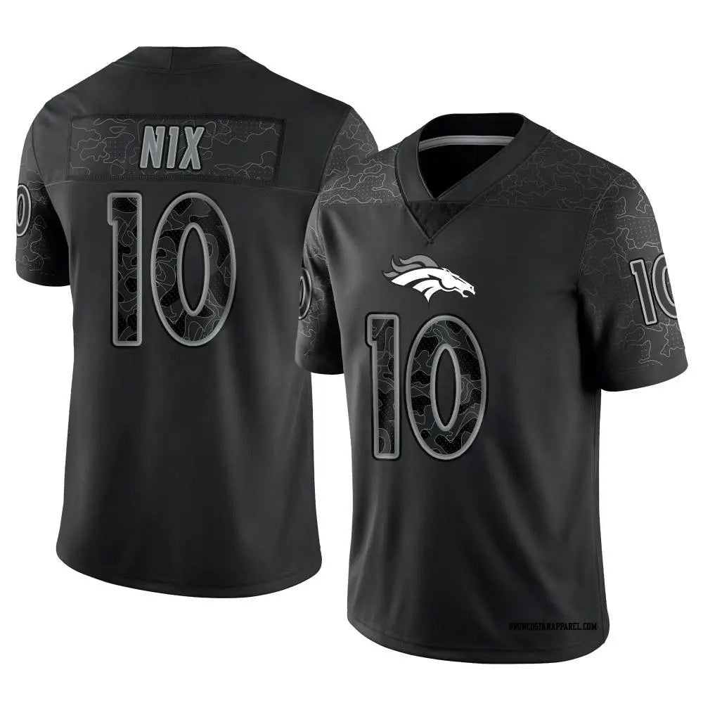 Punc D.Broncos #10 Bo Nix Player Black RFLCTV Limited  Jerseys