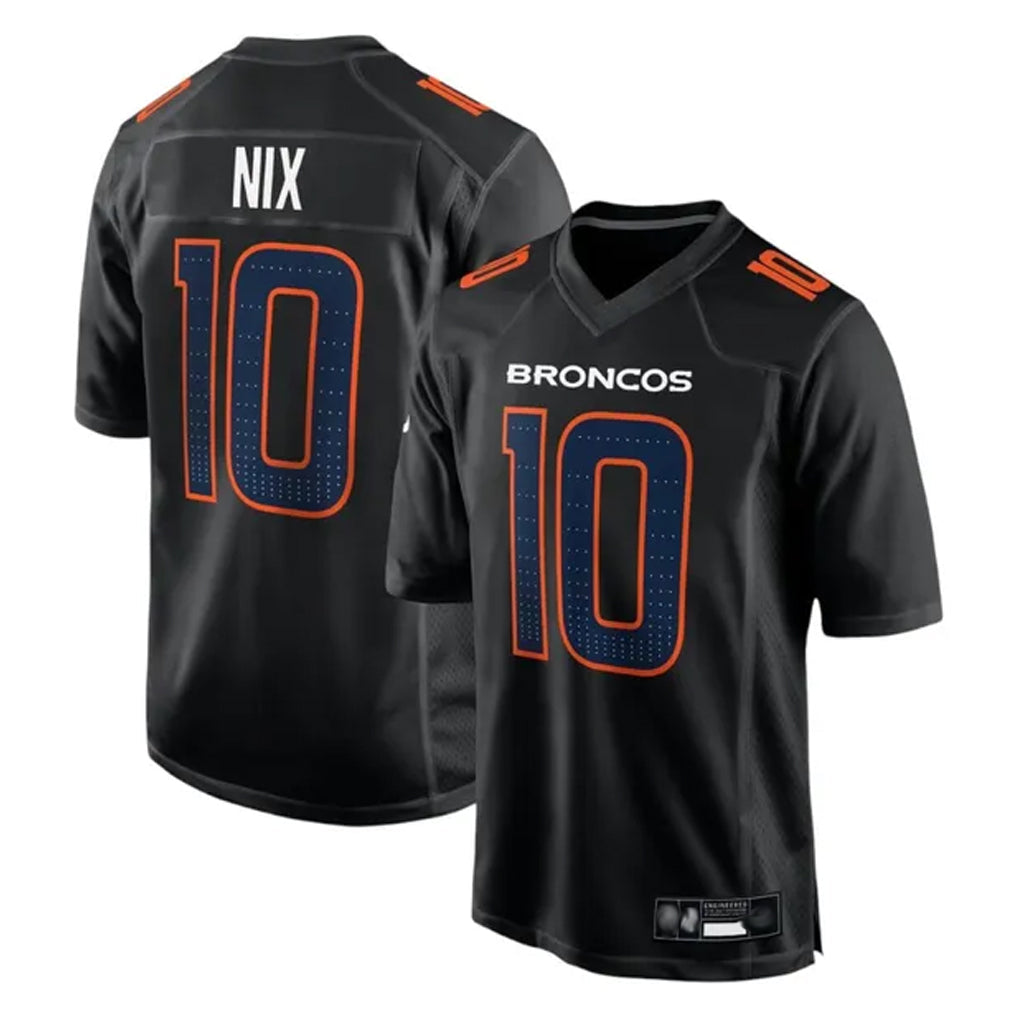 Punc D.Broncos #10 Bo Nix Player Carbon Black Fashion Limited Game Stitched Jerseys