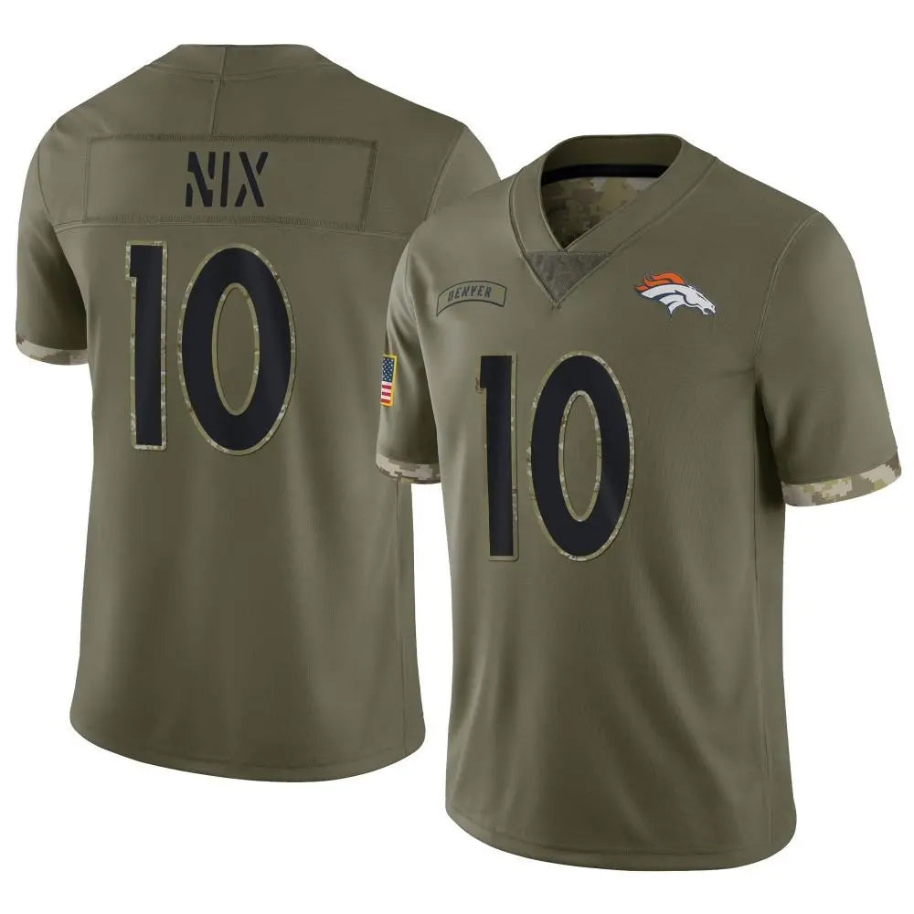 Punc D.Broncos #10 Bo Nix Player Limited Salute To Service Olive Stitched Jerseys