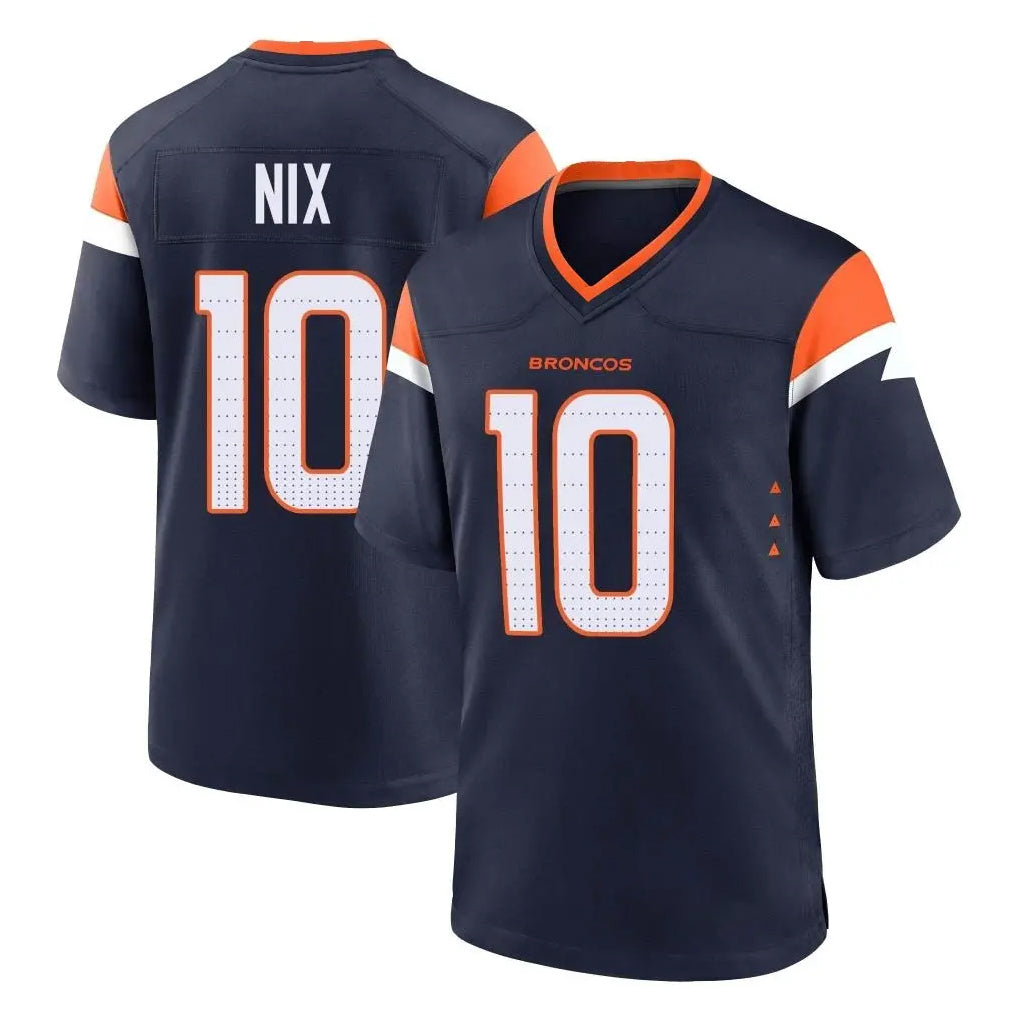 Punc D.Broncos #10 Bo Nix Player Navy Home Game Stitched Jerseys