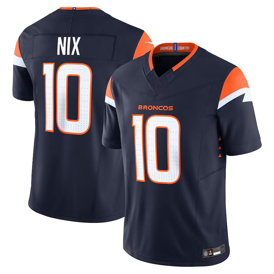 Punc D.Broncos #10 Bo Nix Player Navy Vapor F.U.S.E. Limited Stitched Jerseys