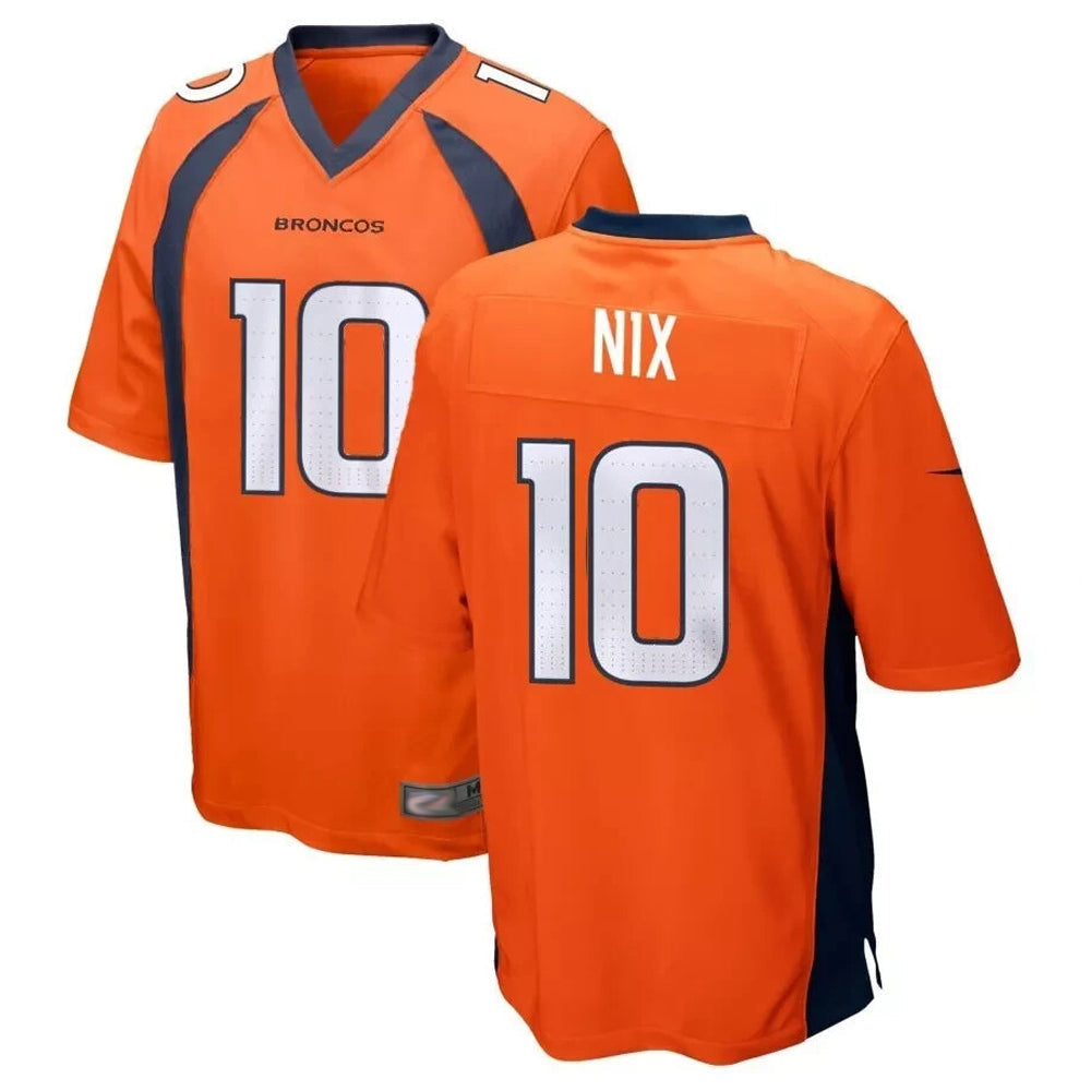 Punc D.Broncos #10 Bo Nix Player Orange Game Stitched Jerseys