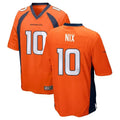 Punc D.Broncos #10 Bo Nix Player Orange Game Stitched Jerseys