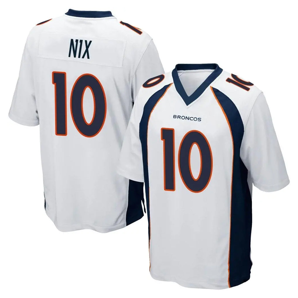 Punc D.Broncos #10 Bo Nix Player White Game Stitched Jerseys