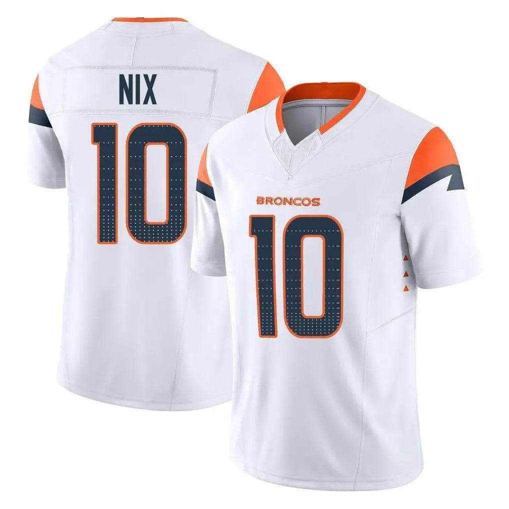 Punc D.Broncos #10 Bo Nix Player White Limited Vapor F.U.S.E. Home Game Stitched Jerseys