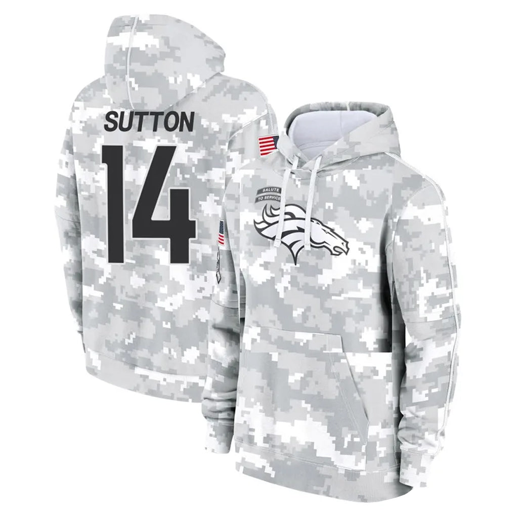 Punc D.Broncos #14 Courtland Sutton Player Arctic Camo Salute to Service Hoodies Limited Game Stitched Jerseys