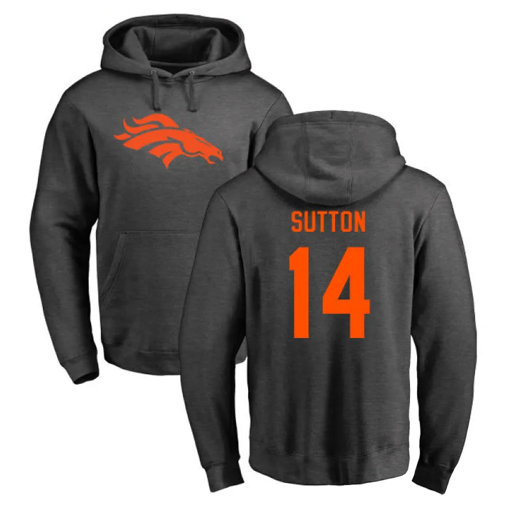 Punc D.Broncos #14 Courtland Sutton Player Ash One Color Pullover Hoodie Limited Stitched Jerseys
