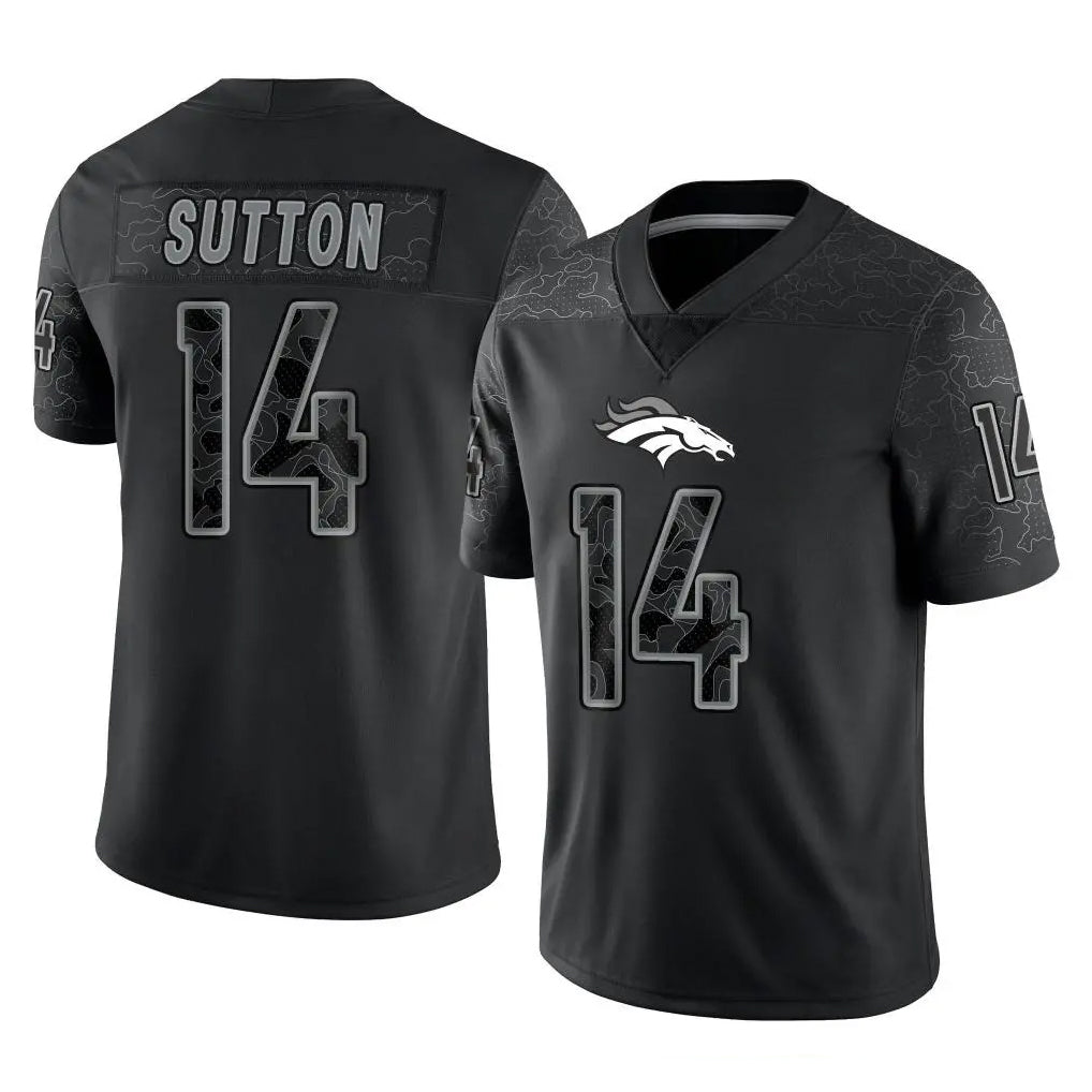 Punc D.Broncos #14 Courtland Sutton Player Black Reflective Limited Stitched Jerseys